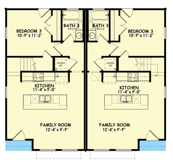 100316GHR_F1_1699028729 Modern Duplex House Plan with 3-Bed, 3-Bath Units - Architectural Designs