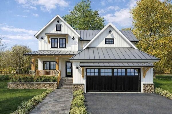 Modern Farmhouse House Plan with 3 Bedrooms and Versatile Bonus Room