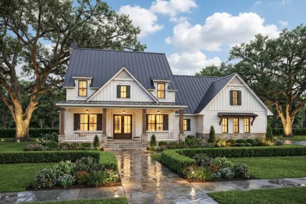 16919WG-001-Exterior-Render_1770993273 Country Craftsman House Plan with 2-Story Great Room and Upstairs Game Room