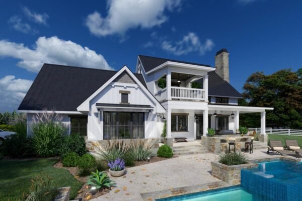 16919WG_004_1592486779 Country Craftsman House Plan with 2-Story Great Room and Upstairs Game Room