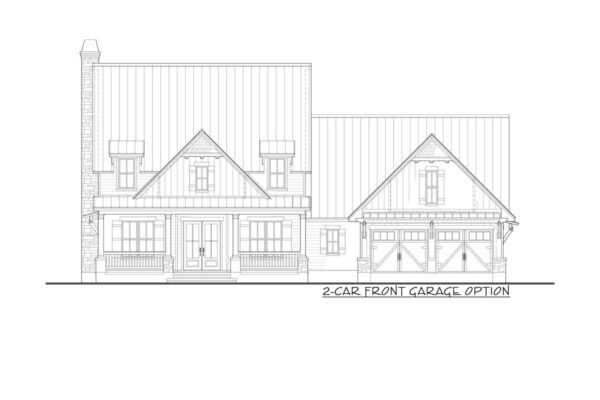 16919WG_Front2Car_1616081938 Country Craftsman House Plan with 2-Story Great Room and Upstairs Game Room
