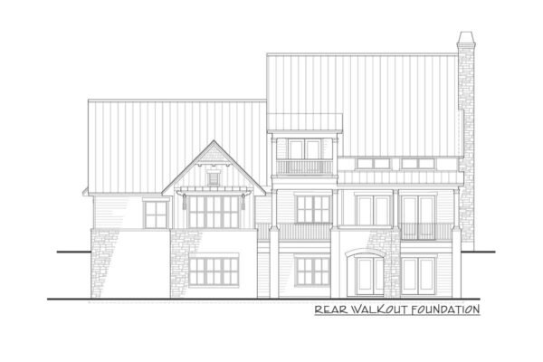 16919WG_RearWalkout_1606159634 Country Craftsman House Plan with 2-Story Great Room and Upstairs Game Room
