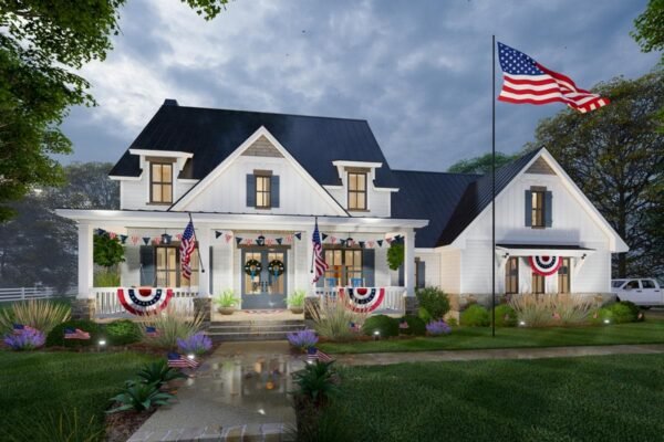 16919WG_USA_012_1592486806 Country Craftsman House Plan with 2-Story Great Room and Upstairs Game Room