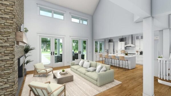 16919WG_int_004_1604339531 Country Craftsman House Plan with 2-Story Great Room and Upstairs Game Room