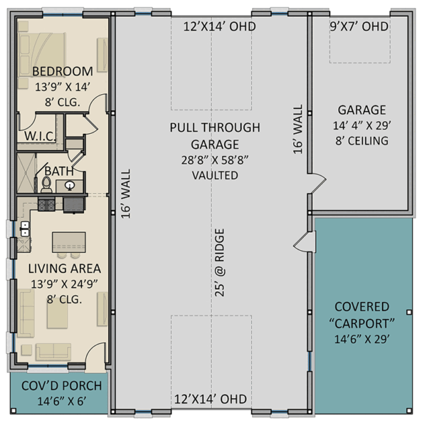Barn-Like RV-Friendly Garage with Workshop, Carport and Apartment