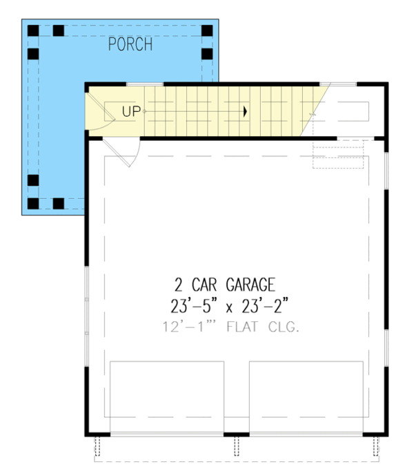 25781GE_FL-1_1666809313 European-Style Carriage House Plan with 650 Square Foot Studio Apartment