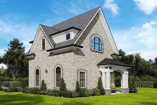 25781GE_Render-05_1666809184 European-Style Carriage House Plan with 650 Square Foot Studio Apartment