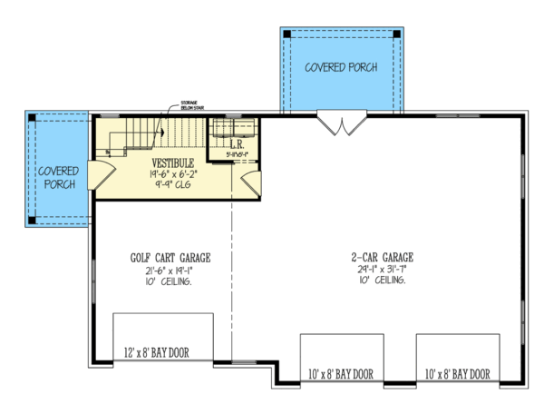 25824GE_F1-Main-Level_1715695759 3-Car Craftsman Garage Plan with Apartment Above - 1544 Sq Ft