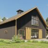 Modern Barndominium Plan with Indoor Sports Court and Vaulted Loft