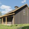 Modern Barndominium Plan with Indoor Sports Court and Vaulted Loft