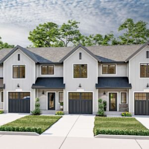 Triplex House Plan with Matching 3 Bed, 2.5 Bath Units - 1464 Sq Ft Each