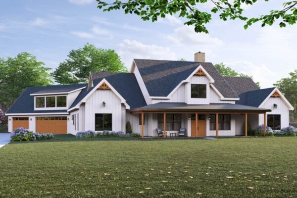405109FDC-002-Exterior-Render_1773068006 4-Bedroom Modern Farmhouse House Plan with Angled 3-Car Garage