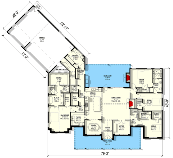 405109FDC-F1-Main-Floor_1773068098 4-Bedroom Modern Farmhouse House Plan with Angled 3-Car Garage