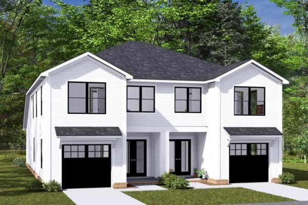 Two-Story Traditional Duplex house Plan with Dual Laundry - 1447 Sq Ft Per Unit