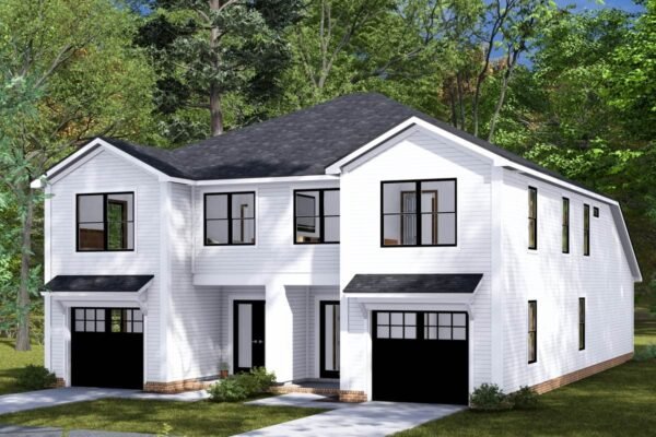 Two-Story Traditional Duplex house Plan with Dual Laundry - 1447 Sq Ft Per Unit