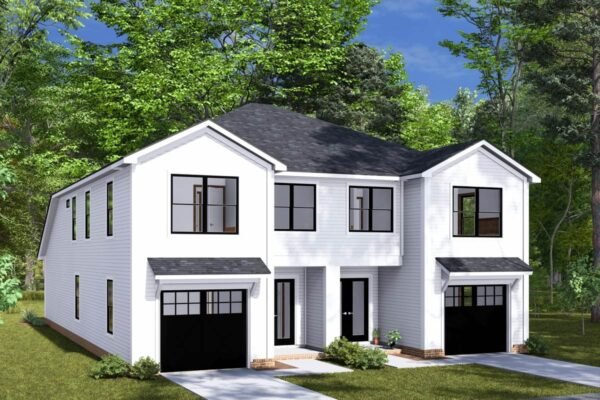 Two-Story Traditional Duplex house Plan with Dual Laundry - 1447 Sq Ft Per Unit