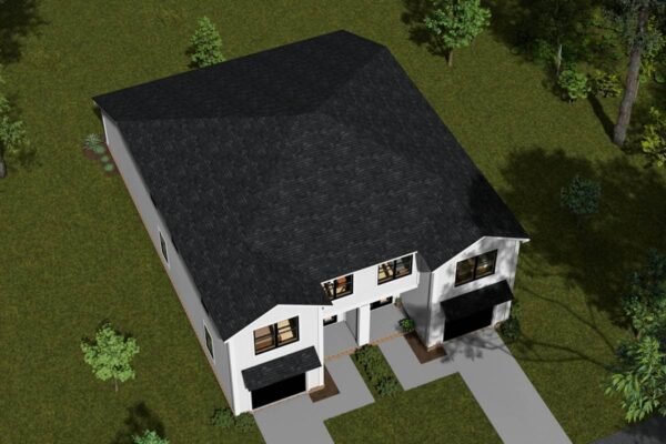 Two-Story Traditional Duplex house Plan with Dual Laundry - 1447 Sq Ft Per Unit
