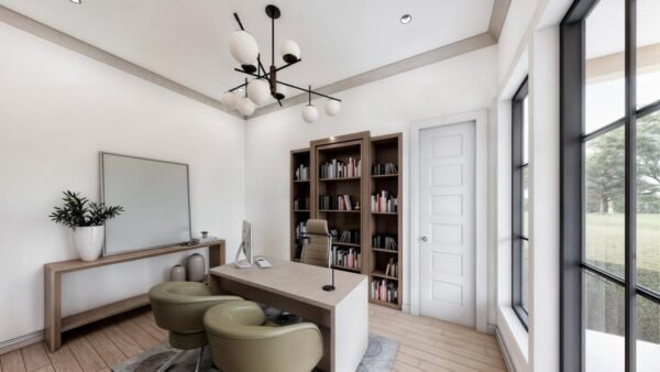 56547SM-interior-rendering-002-Office-2_1729028563 4-Bed Modern Farmhouse Plan with Outdoor Kitchen and Fireplace - 3877 Sq Ft