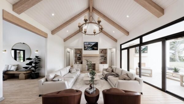 56547SM-interior-rendering-008-Great-Room-1_1729028569 4-Bed Modern Farmhouse Plan with Outdoor Kitchen and Fireplace - 3877 Sq Ft