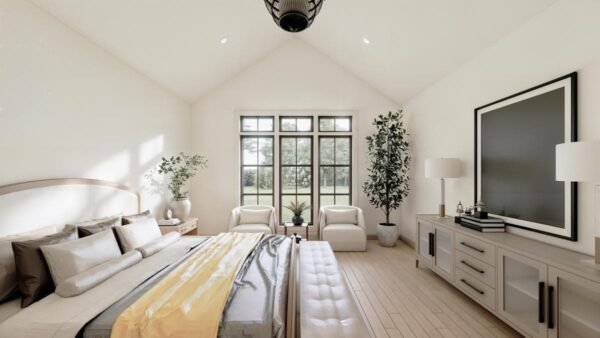 56547SM-interior-rendering-011-Master-Bedroom-1_1729028565 4-Bed Modern Farmhouse Plan with Outdoor Kitchen and Fireplace - 3877 Sq Ft