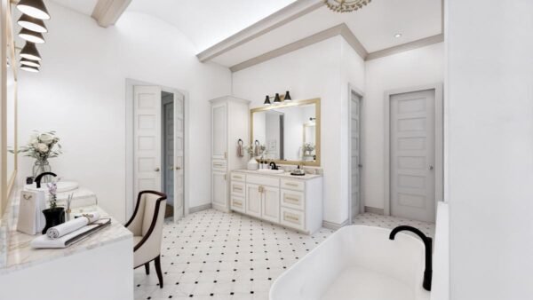 56547SM-interior-rendering-014-Master-Bathroom-2_1729028566 4-Bed Modern Farmhouse Plan with Outdoor Kitchen and Fireplace - 3877 Sq Ft