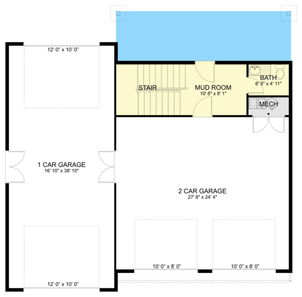 61398UT_FL-1_1675801776 1200 Square Foot Modern Garage Apartment with 3-Car Capacity