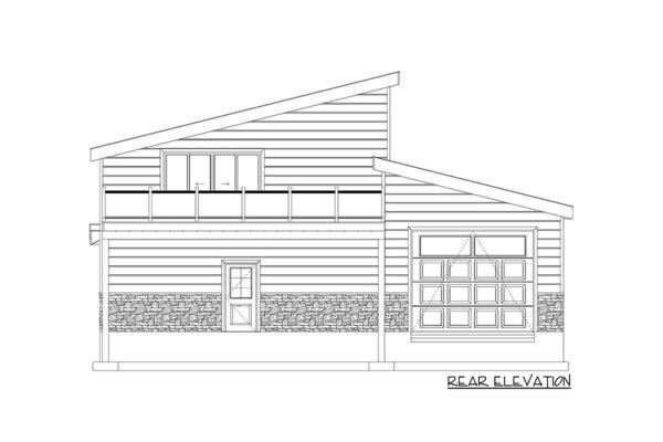 61398UT_Rear_1675802390 1200 Square Foot Modern Garage Apartment with 3-Car Capacity