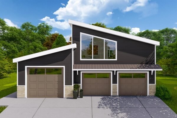 61398UT_Render-01_1675801761 1200 Square Foot Modern Garage Apartment with 3-Car Capacity