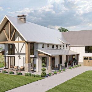 623034DJ_render_001_1629831386 4-Bedroom Modern Farmhouse Barndominium with Large Bonus Room Over Garage - 3205 Sq Ft