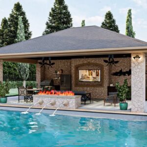 62303DJ_Render01_1611763155 Poolhouse with Firepit, Fountains and 3-Side Access