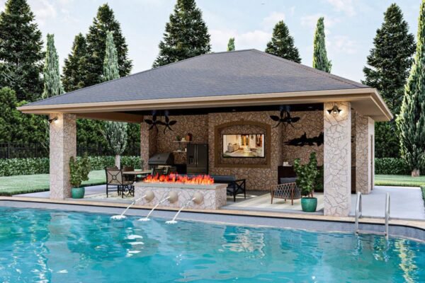 62303DJ_Render01_1611763155 Poolhouse with Firepit, Fountains and 3-Side Access