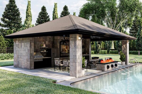 62303DJ_Render03_1611763156 Poolhouse with Firepit, Fountains and 3-Side Access