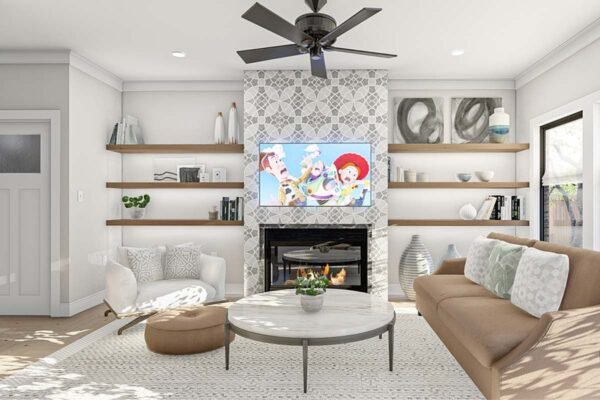 623050DJ-Great Room_1635347446 Triplex House Plan with Matching 3 Bed, 2.5 Bath Units - 1464 Sq Ft Each