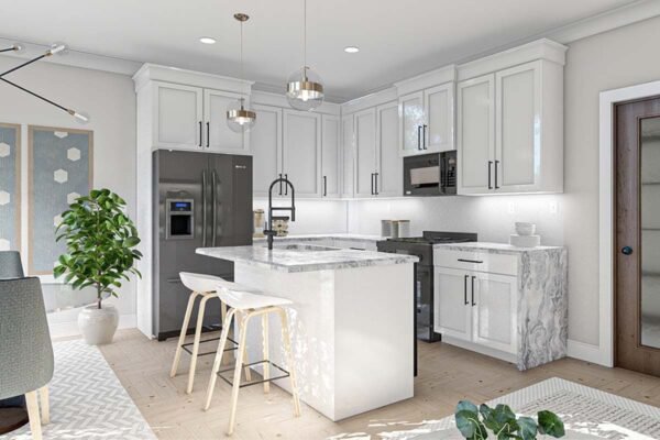 623050DJ-Kitchen_1635347447 Triplex House Plan with Matching 3 Bed, 2.5 Bath Units - 1464 Sq Ft Each