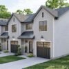 623050DJ-Right_1635347445 Triplex House Plan with Matching 3 Bed, 2.5 Bath Units - 1464 Sq Ft Each