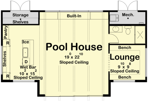 792 Square Foot Modern Pool House with Wet Bar and Lounge