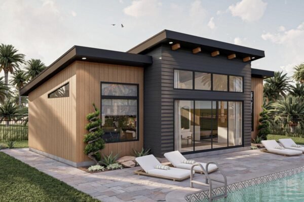 792 Square Foot Modern Pool House with Wet Bar and Lounge