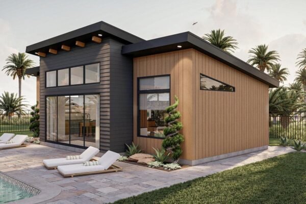 792 Square Foot Modern Pool House with Wet Bar and Lounge