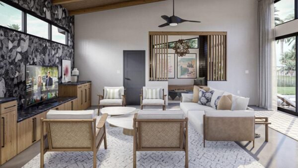 792 Square Foot Modern Pool House with Wet Bar and Lounge