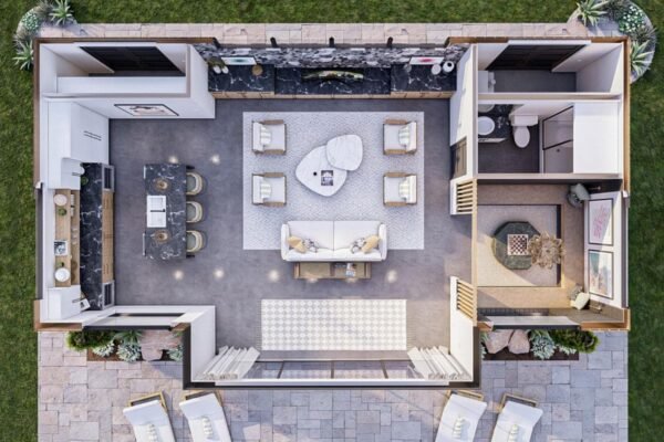 792 Square Foot Modern Pool House with Wet Bar and Lounge