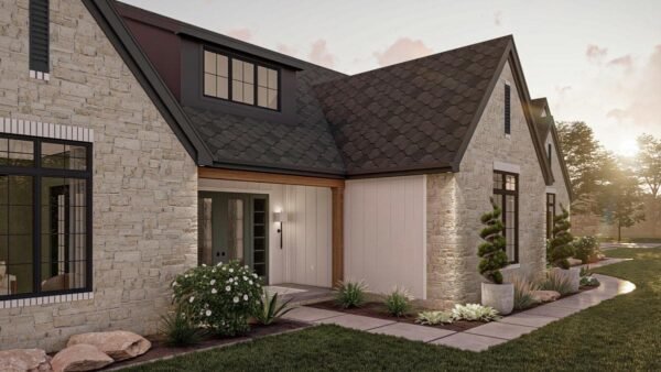 623216DJ_Render19_1680546615 3-Bed Transitional European House Plan with Vaulted Dining Area - 2703 Sq Ft