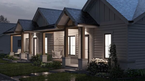 Multi Family House Plan with Two 1-Bed Matching Units Under 700 Sq Ft Each