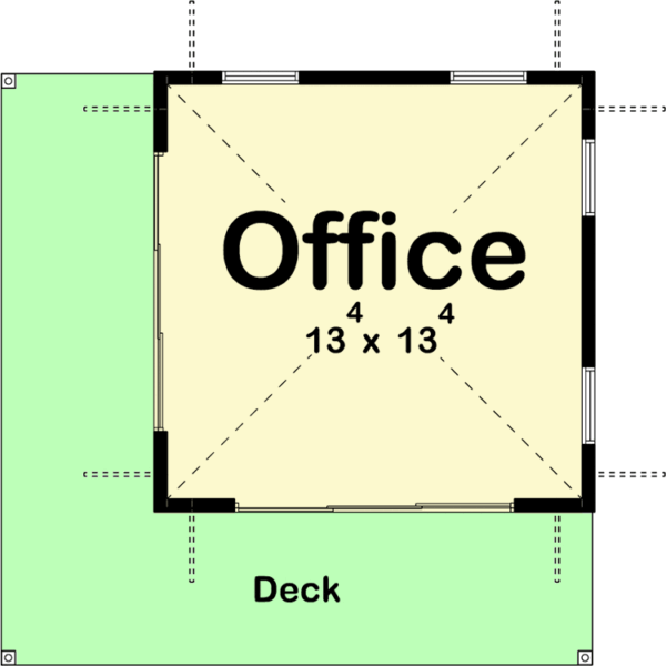 Beach-Inspired Backyard Office Plan with Deck