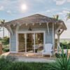 Beach-Inspired Backyard Office Plan with Deck