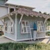 Beach-Inspired Backyard Office Plan with Deck