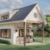 62925DJ_Render03_1599144145 Modern Farmhouse Backyard Office Plan with Loft