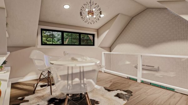 62925DJ_Render09_1599144149 Modern Farmhouse Backyard Office Plan with Loft