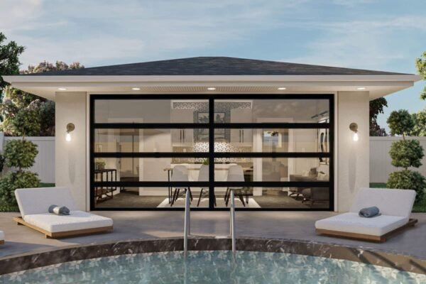 62970DJ_Render01_1604943271 Poolhouse or Backyard Work-from-home Studio with Front-Facing Garage Door