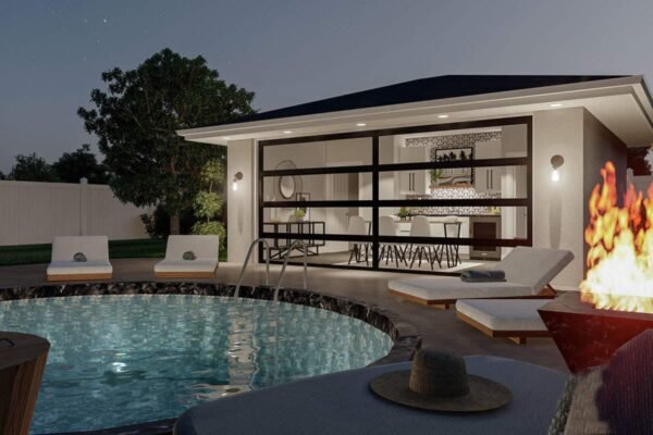 62970DJ_Render05_1604943272 Poolhouse or Backyard Work-from-home Studio with Front-Facing Garage Door