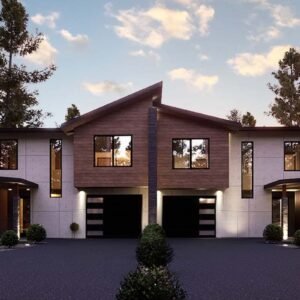 Contemporary Modern Duplex Home Plan with 3 Bed Units Under 1800 Sq Ft